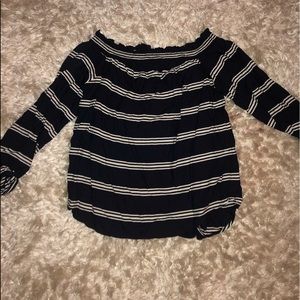 Navy and White striped off the shoulder top